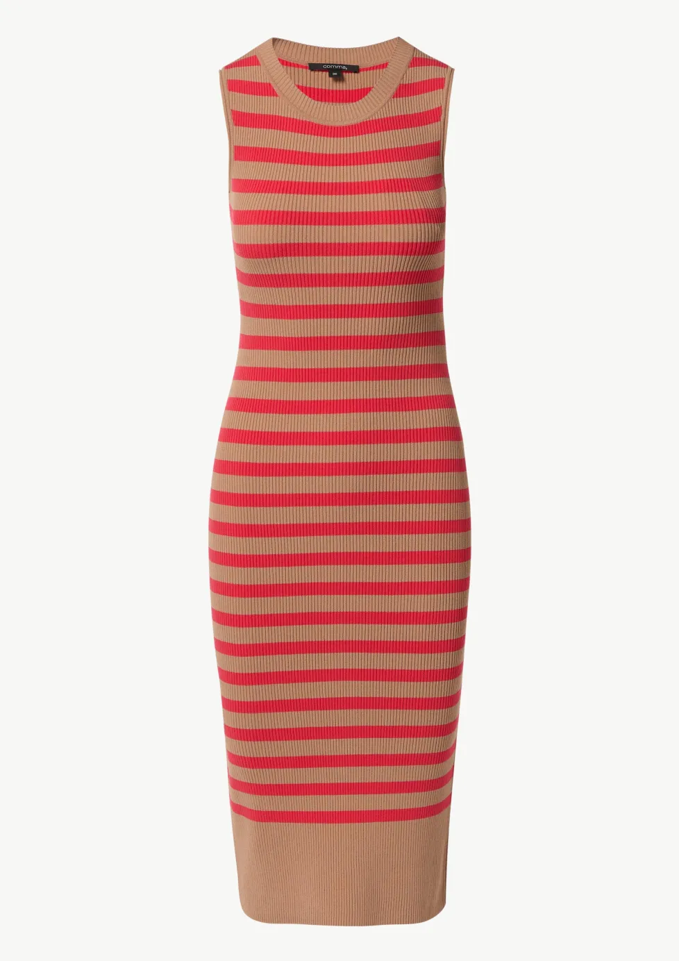Ungefüttertes Feinstrick-Kleid mit Streifen und Rippblende
