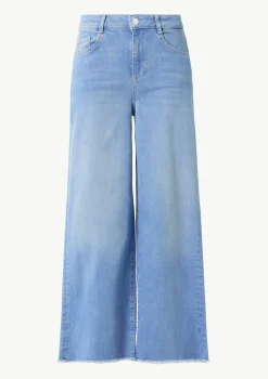 Verkürzte Jeans mit Wide Leg und ausgefranstem Saum