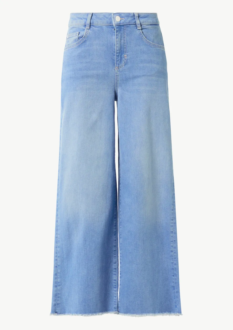 Verkürzte Jeans mit Wide Leg und ausgefranstem Saum