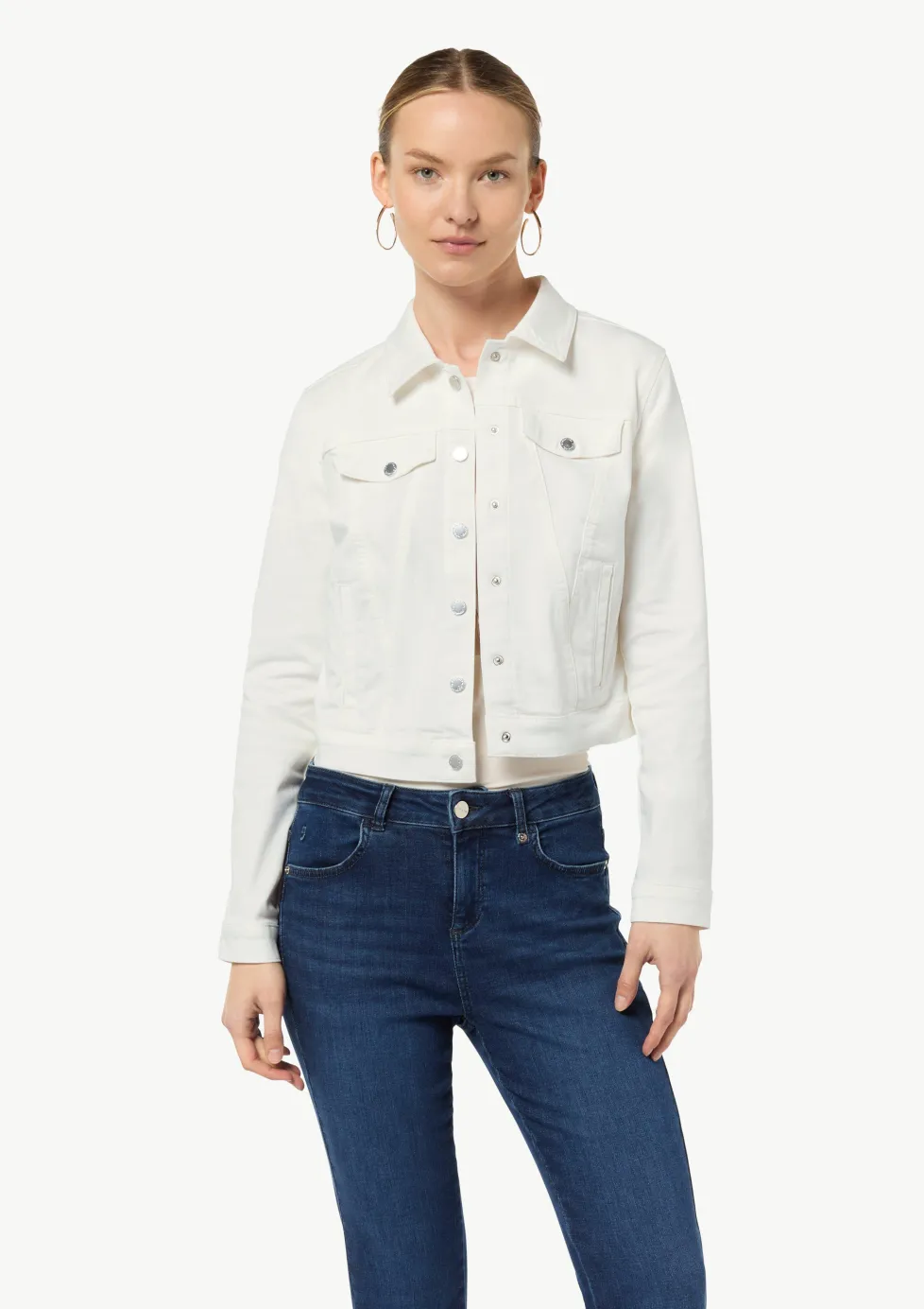 Verkürzte Jeansjacke aus Baumwollmix