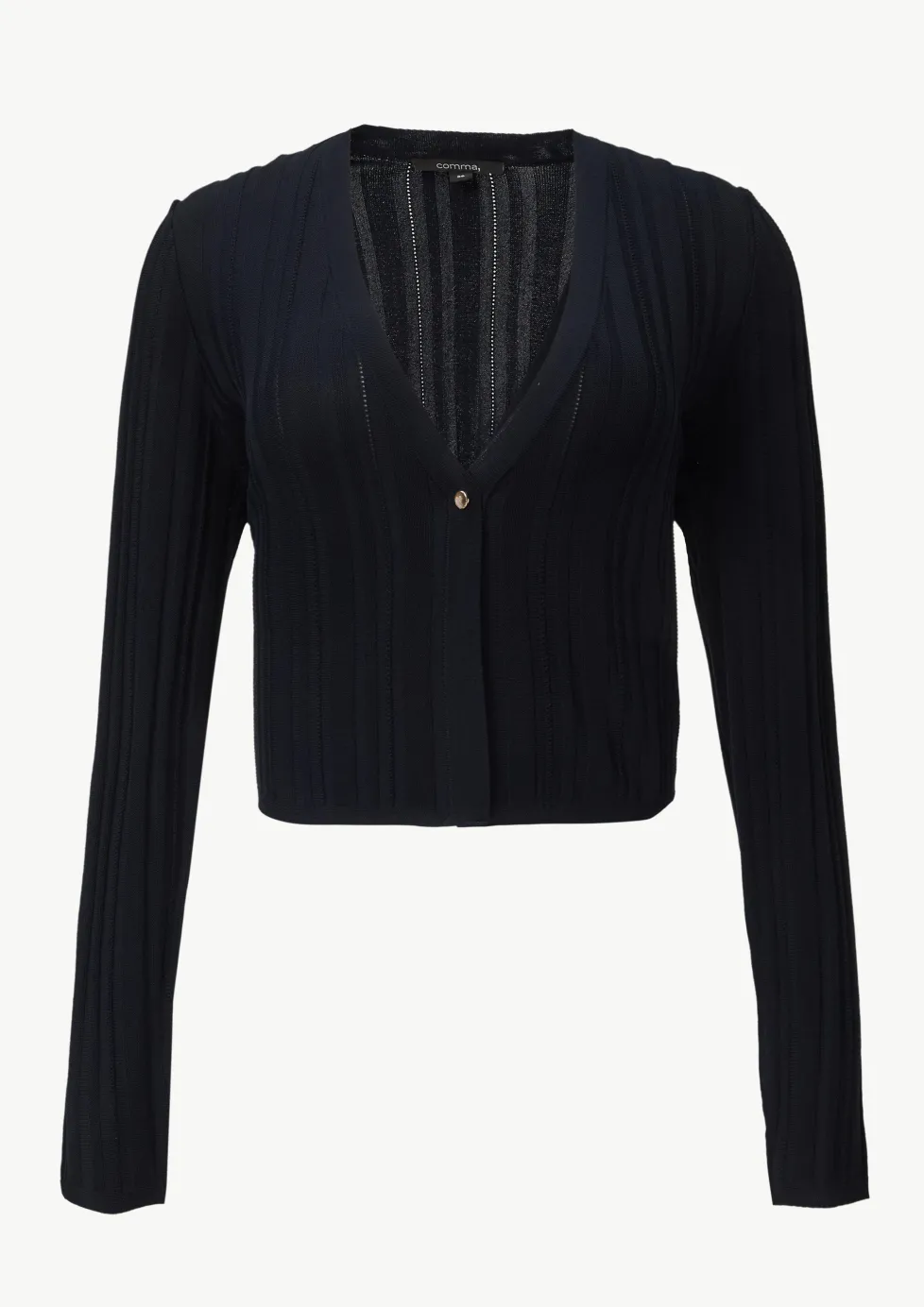 Verkürzte Rippstrickjacke im Slim Fit