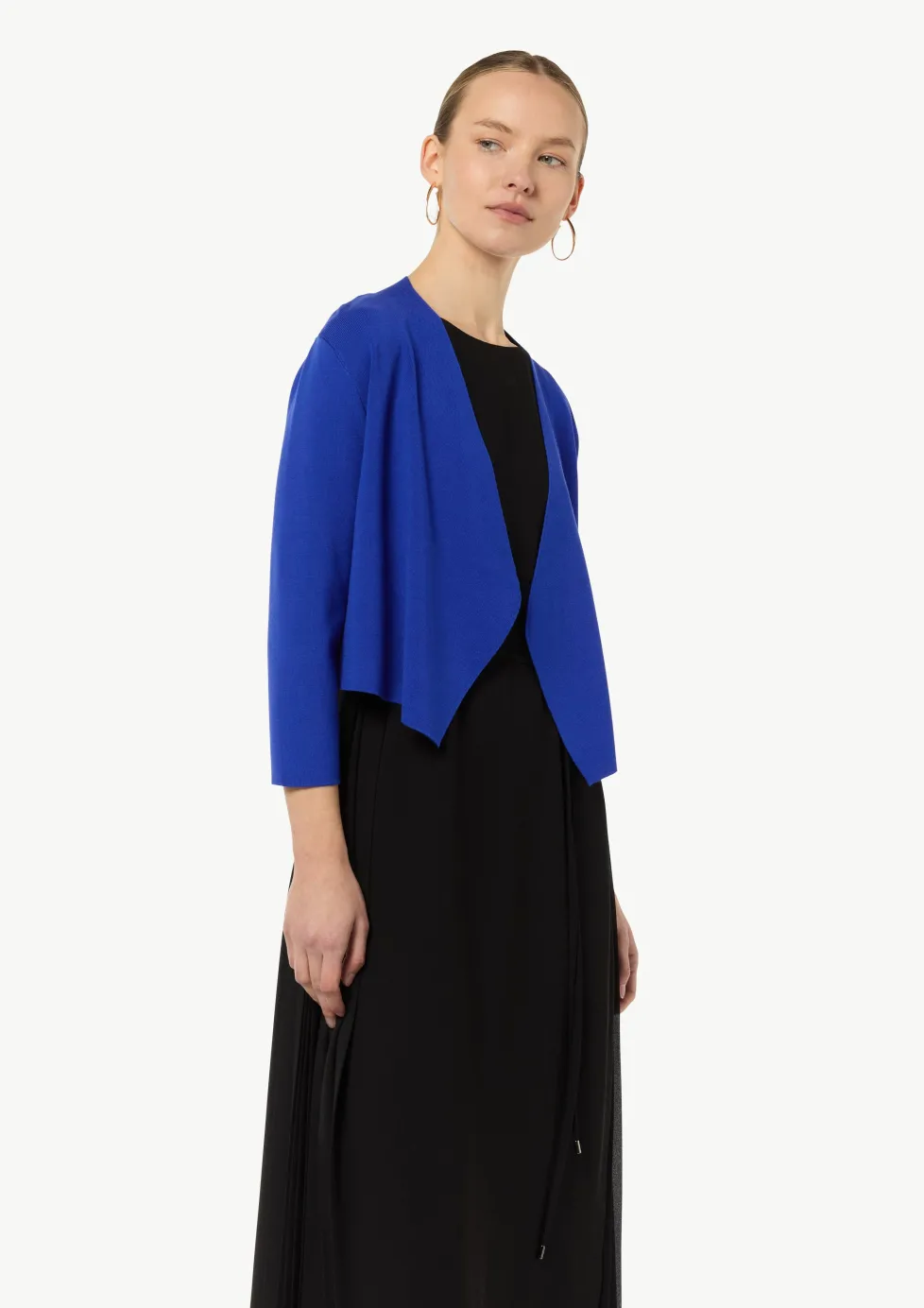 Verkürzte Strickjacke mit Pointelle-Details am Rücken