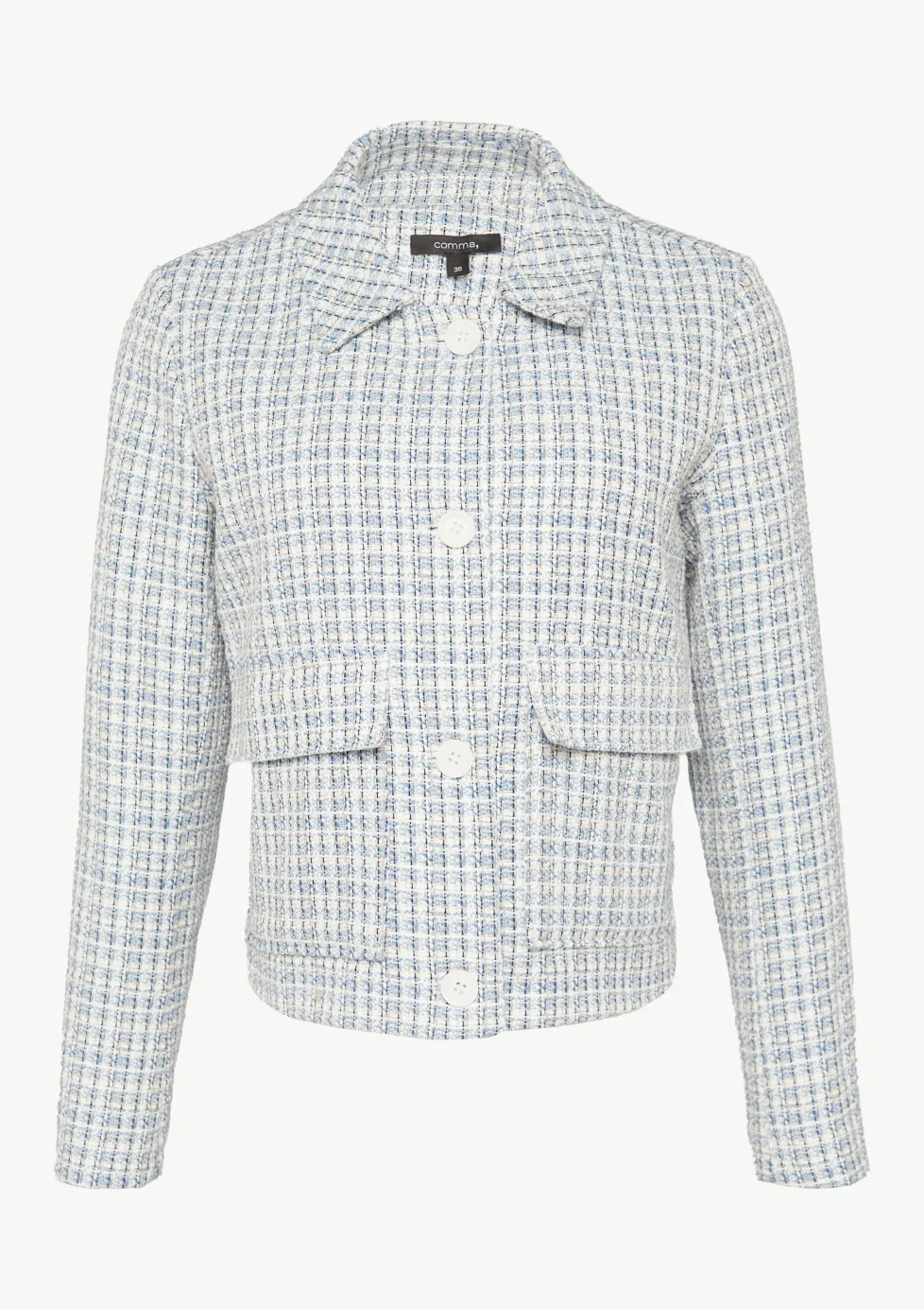 Verkürzte Tweed-Jacke mit aufgesetzten Taschen