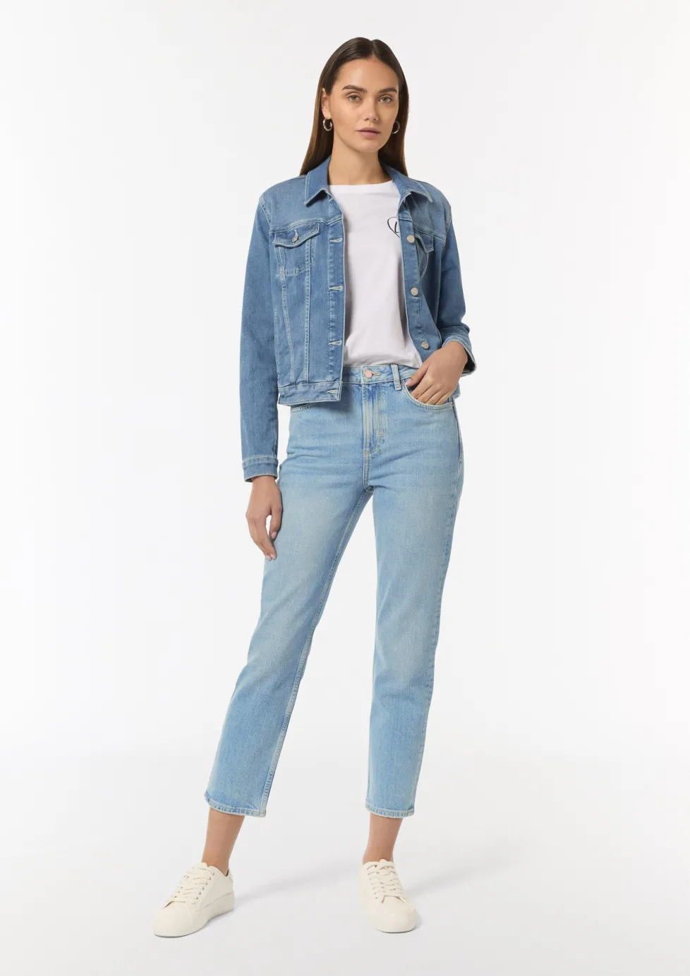Verwaschene Jeans mit Straight Leg