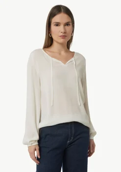 Viskose-Bluse mit Bindedetail am Ausschnitt