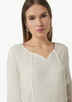Viskose-Bluse mit Bindedetail am Ausschnitt
