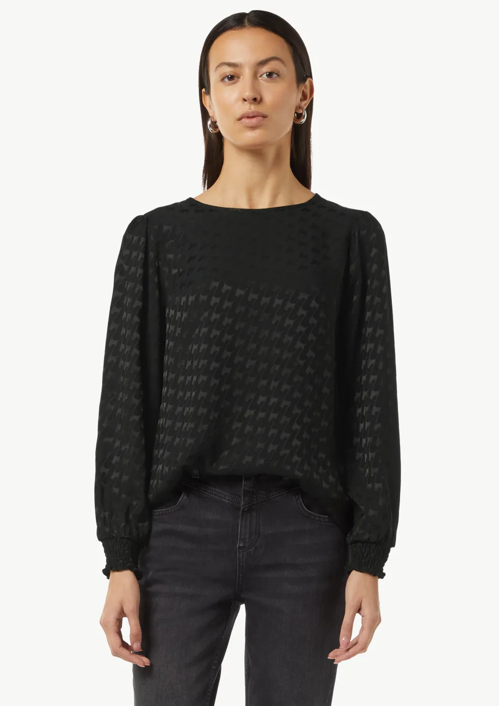 Viskosebluse mit Hahnentrittmuster