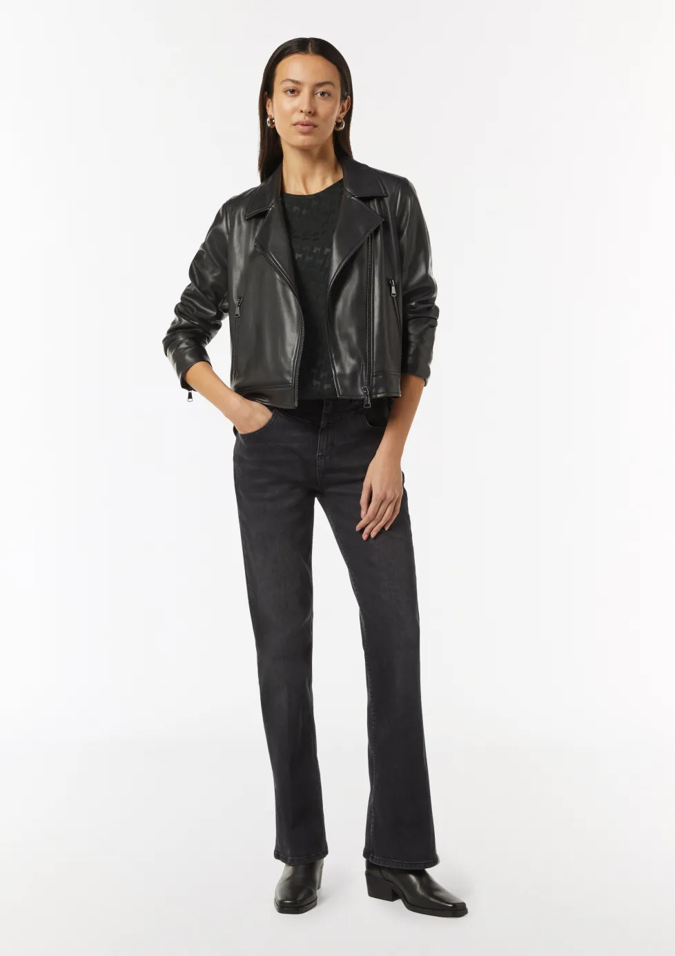 Viskosebluse mit Hahnentrittmuster