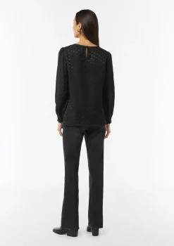 Viskosebluse mit Hahnentrittmuster