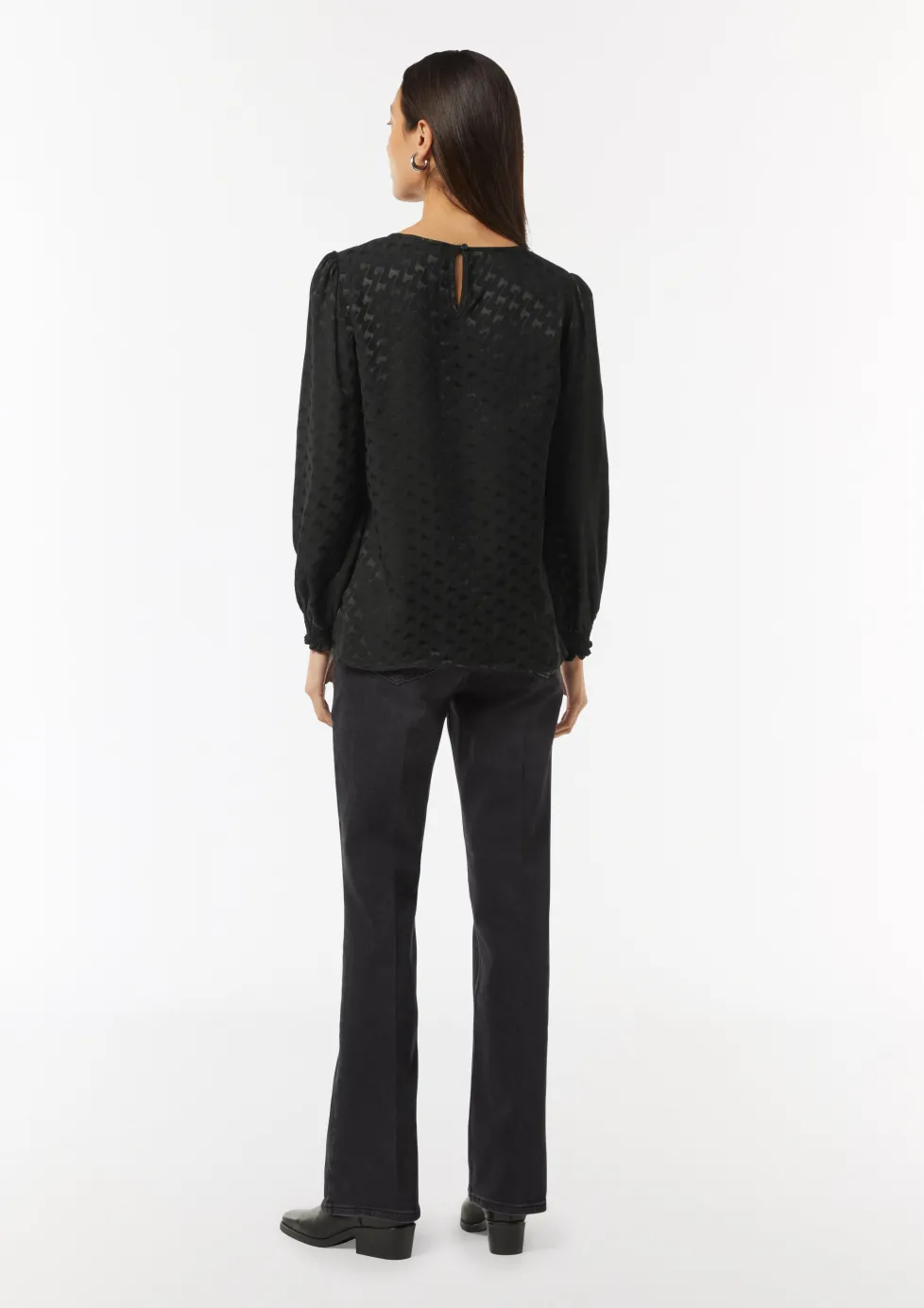 Viskosebluse mit Hahnentrittmuster