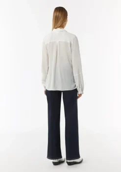 Viskose-Bluse mit Hemdkragen und Ziernaht