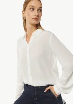 Viskose-Bluse mit Hemdkragen und Ziernaht