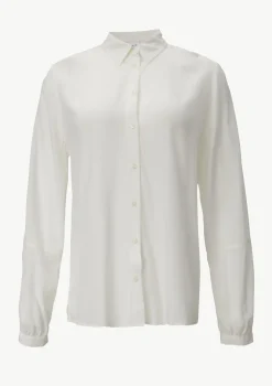 Viskose-Bluse mit Hemdkragen und Ziernaht