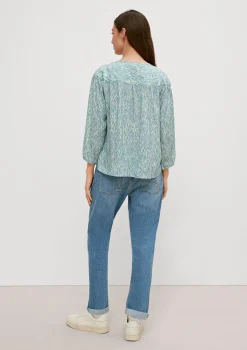 Viskosebluse mit Tunika-Ausschnitt