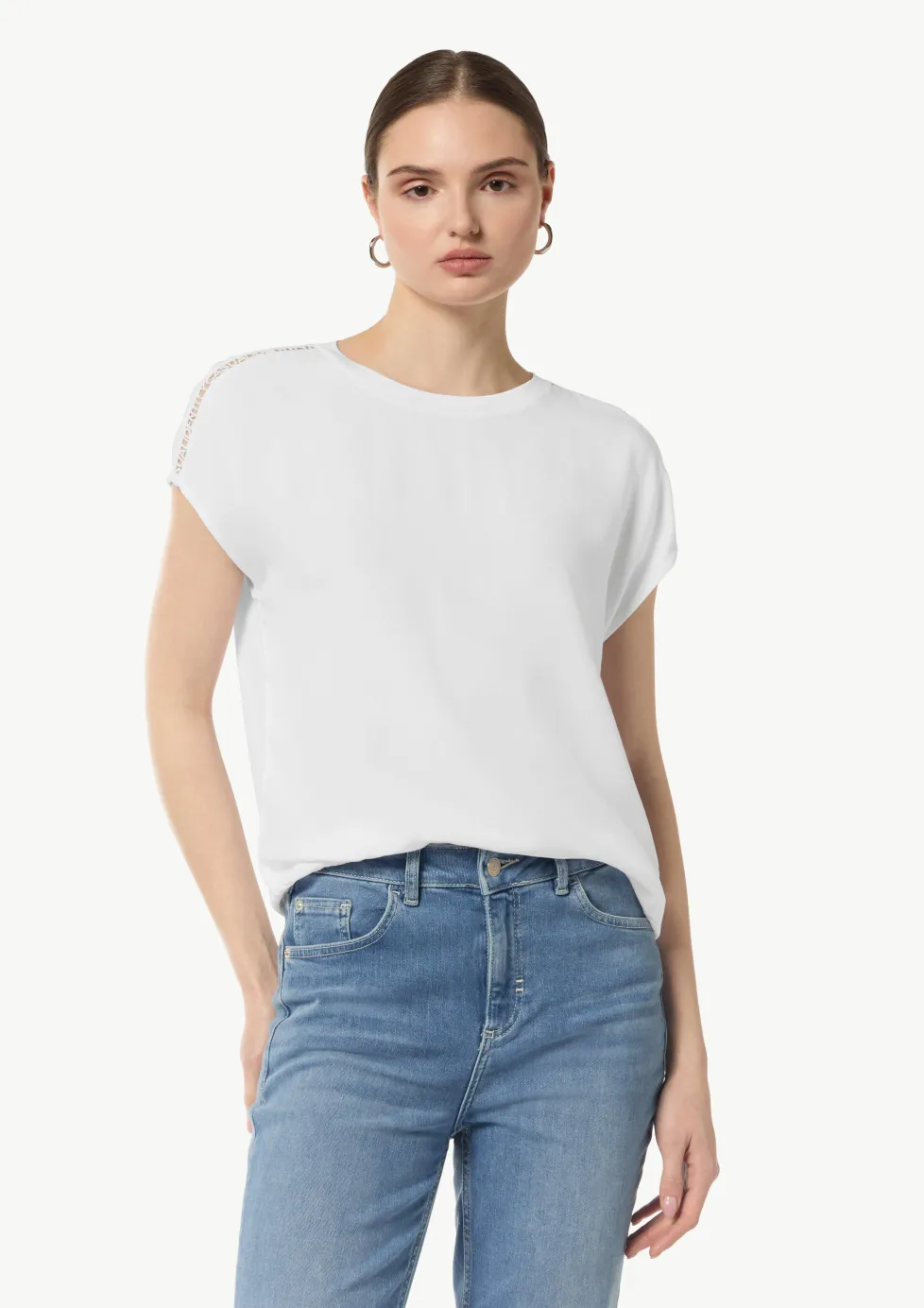 Viskoseshirt mit Logo-Tape-Detail