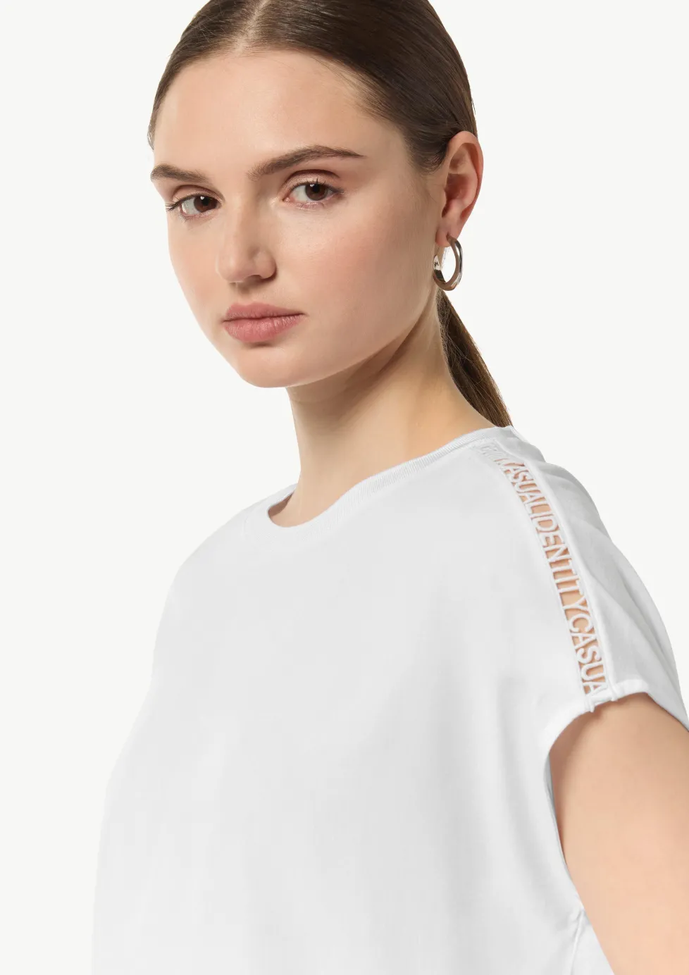 Viskoseshirt mit Logo-Tape-Detail