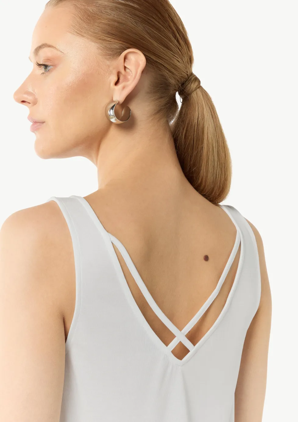 V-Neck-Shirt aus Jersey mit gekreuzten Trägern