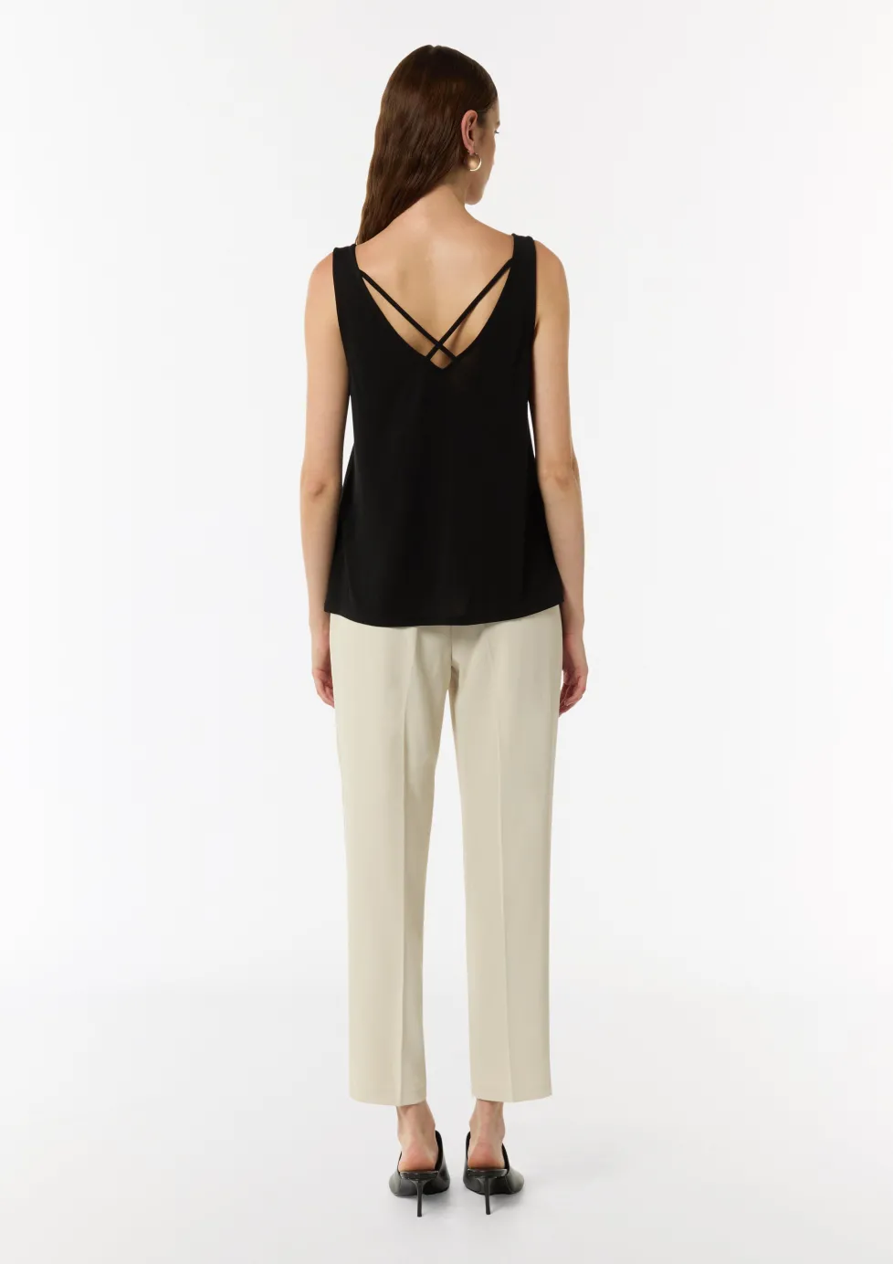 V-Neck-Shirt aus Jersey mit gekreuzten Trägern