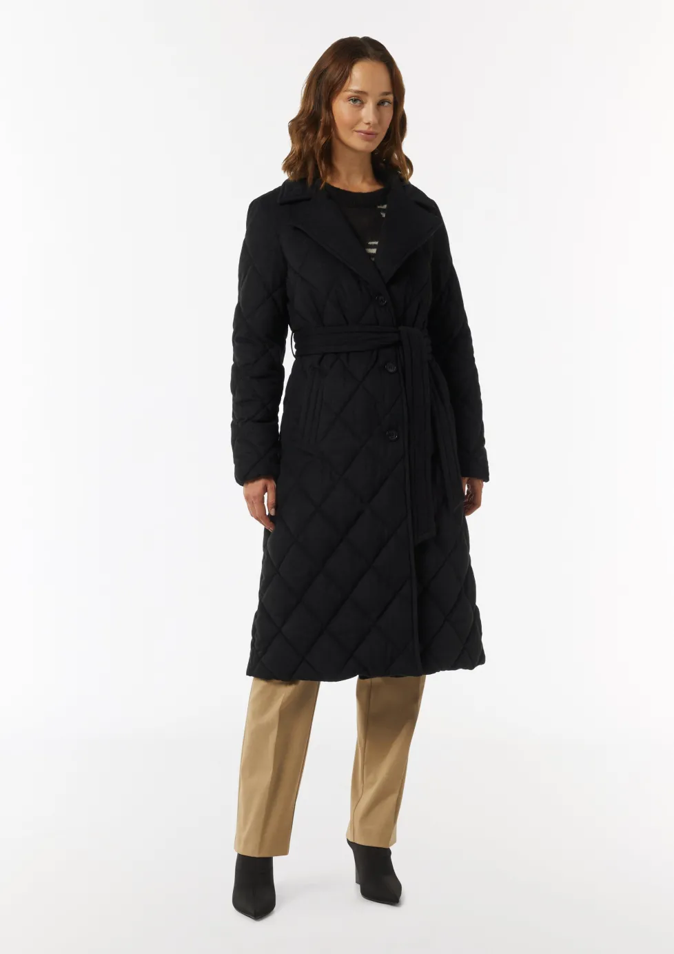 Wattierter Steppmantel aus Wollmix