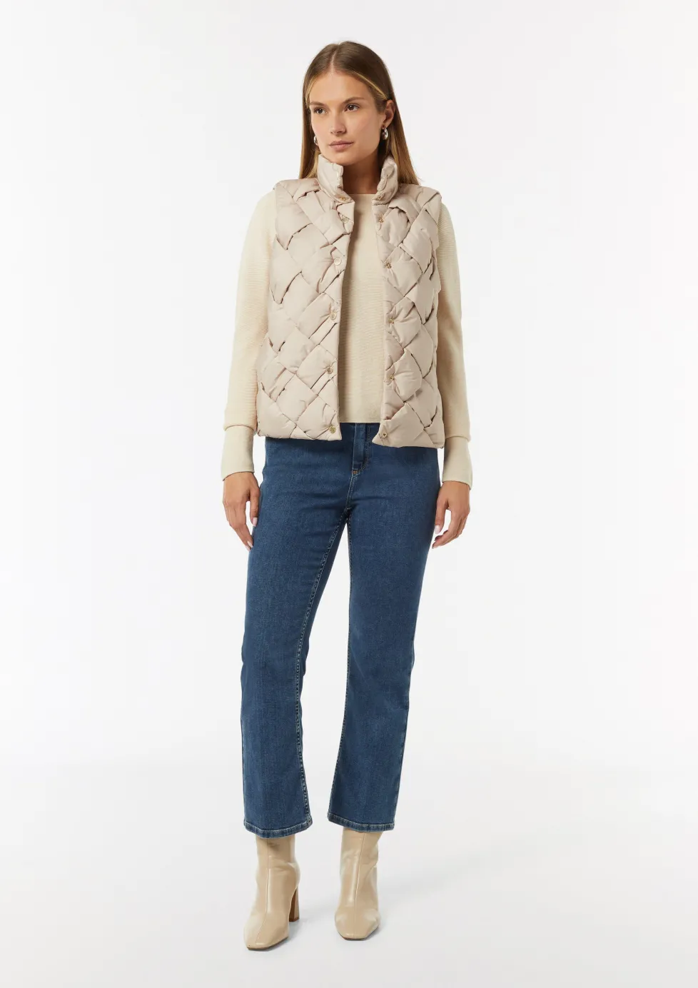 Weste in Flecht-Optik mit seitlichen Eingrifftaschen