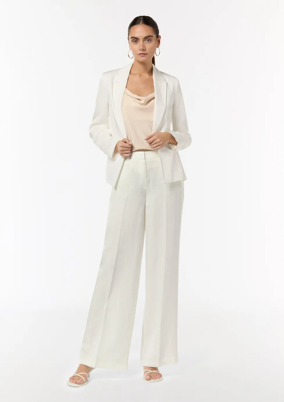 Wide-Leg-Hose aus Leinenmix