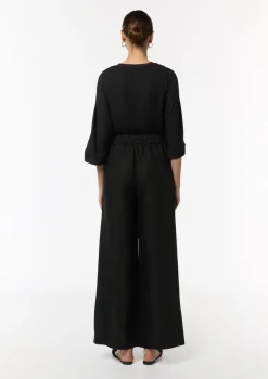 Wide-Leg-Hose aus Leinenmix