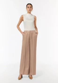 Wide-Leg-Hose aus Leinenmix