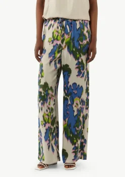 Wide-Leg-Hose aus Satin mit All-over-Print