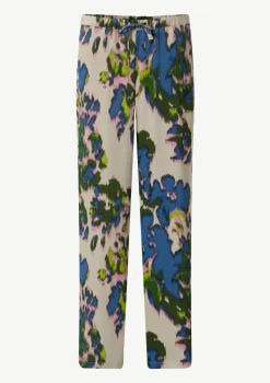 Wide-Leg-Hose aus Satin mit All-over-Print