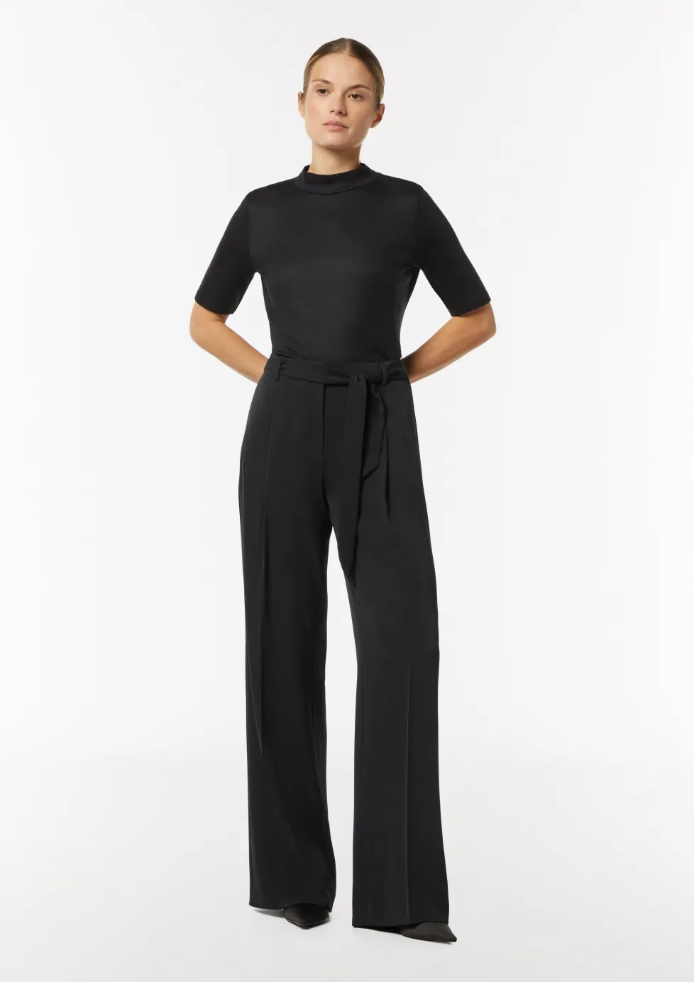 Wide-Leg-Hose mit Bindegürtel