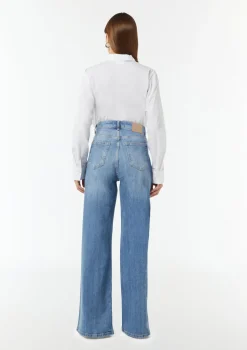 Wide-Leg-Jeans mit geschlitztem Saum