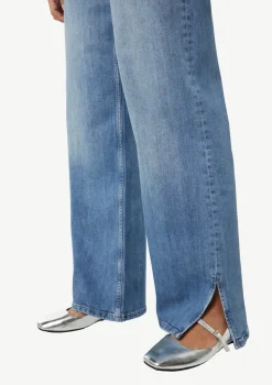 Wide-Leg-Jeans mit geschlitztem Saum