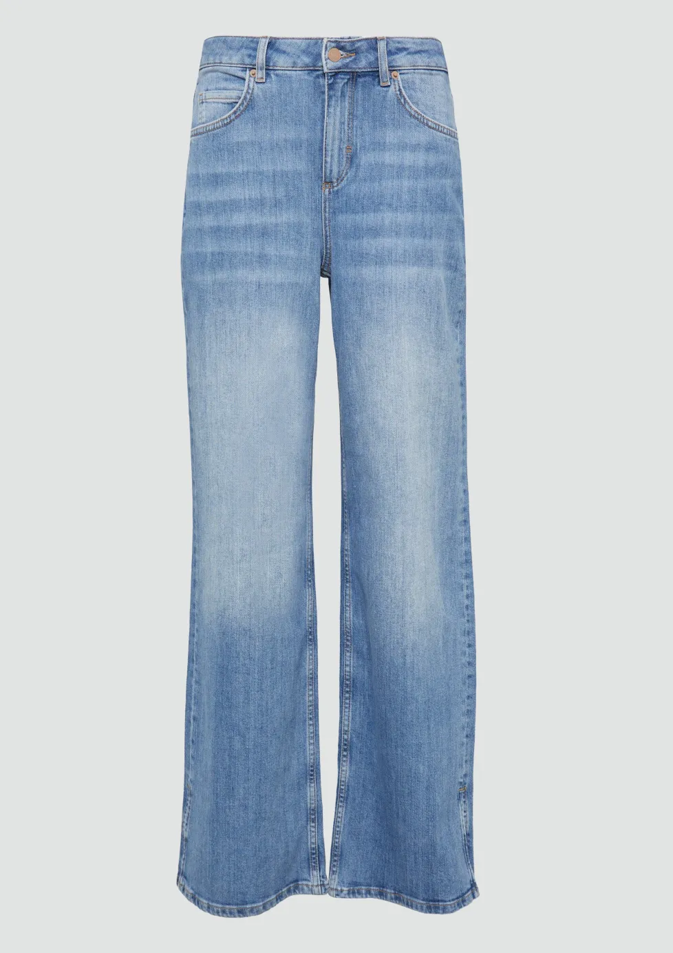 Wide-Leg-Jeans mit geschlitztem Saum