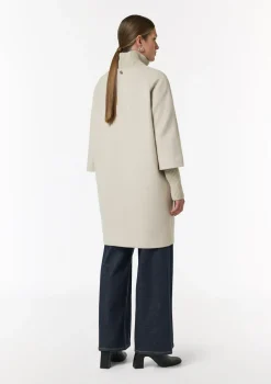 Wollmantel mit geripptem Kragen und Ärmeln