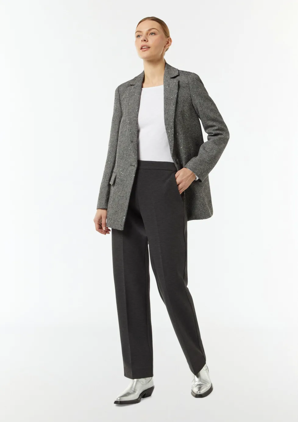 Wollmix-Blazer mit Pailletten-Details