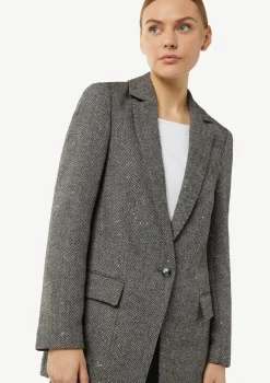 Wollmix-Blazer mit Pailletten-Details
