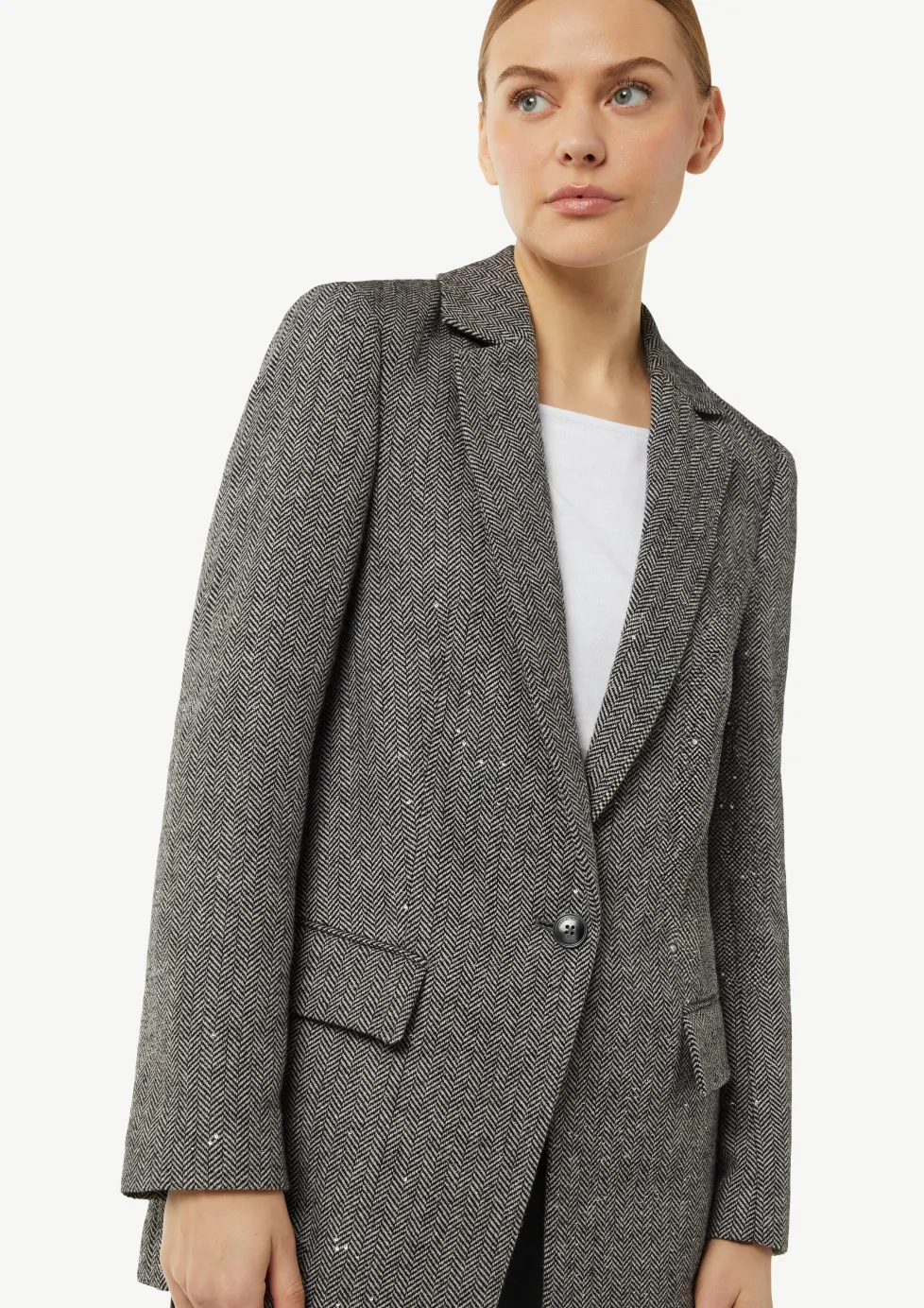 Wollmix-Blazer mit Pailletten-Details