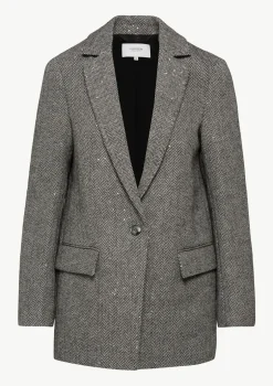 Wollmix-Blazer mit Pailletten-Details