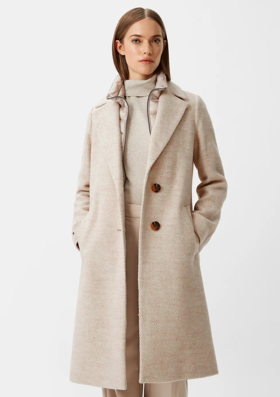 Wollmix-Mantel mit fixiertem Einsatz