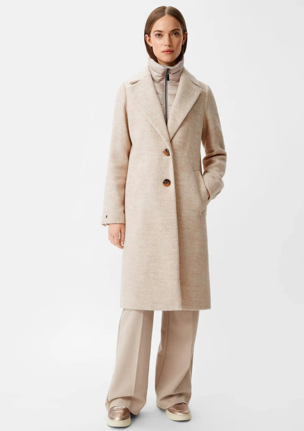 Wollmix-Mantel mit fixiertem Einsatz