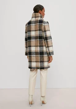 Wollmix-Mantel mit Karo-Muster