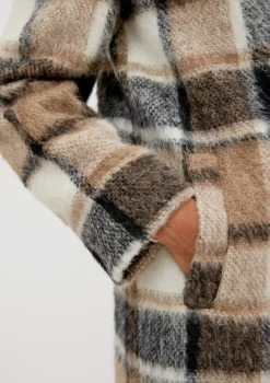 Wollmix-Mantel mit Karo-Muster