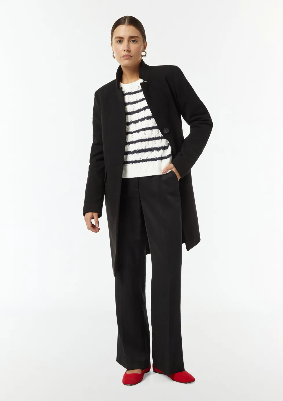 Zopfstrickpullover aus Wollmix